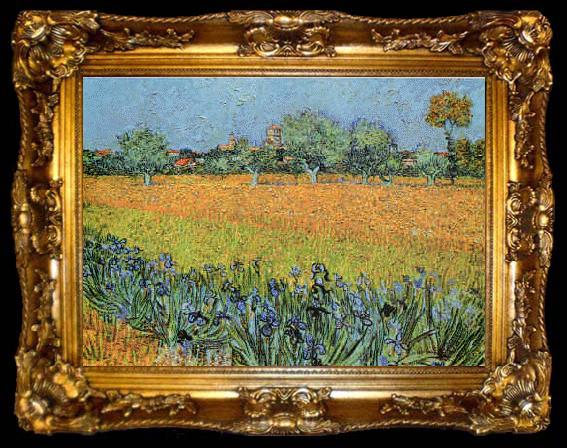 framed  Vincent Van Gogh View of Arles With Iris, ta009-2